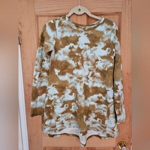 LOGO Tie-Dye Long Sleeve Tunic Top in Brown And Blue